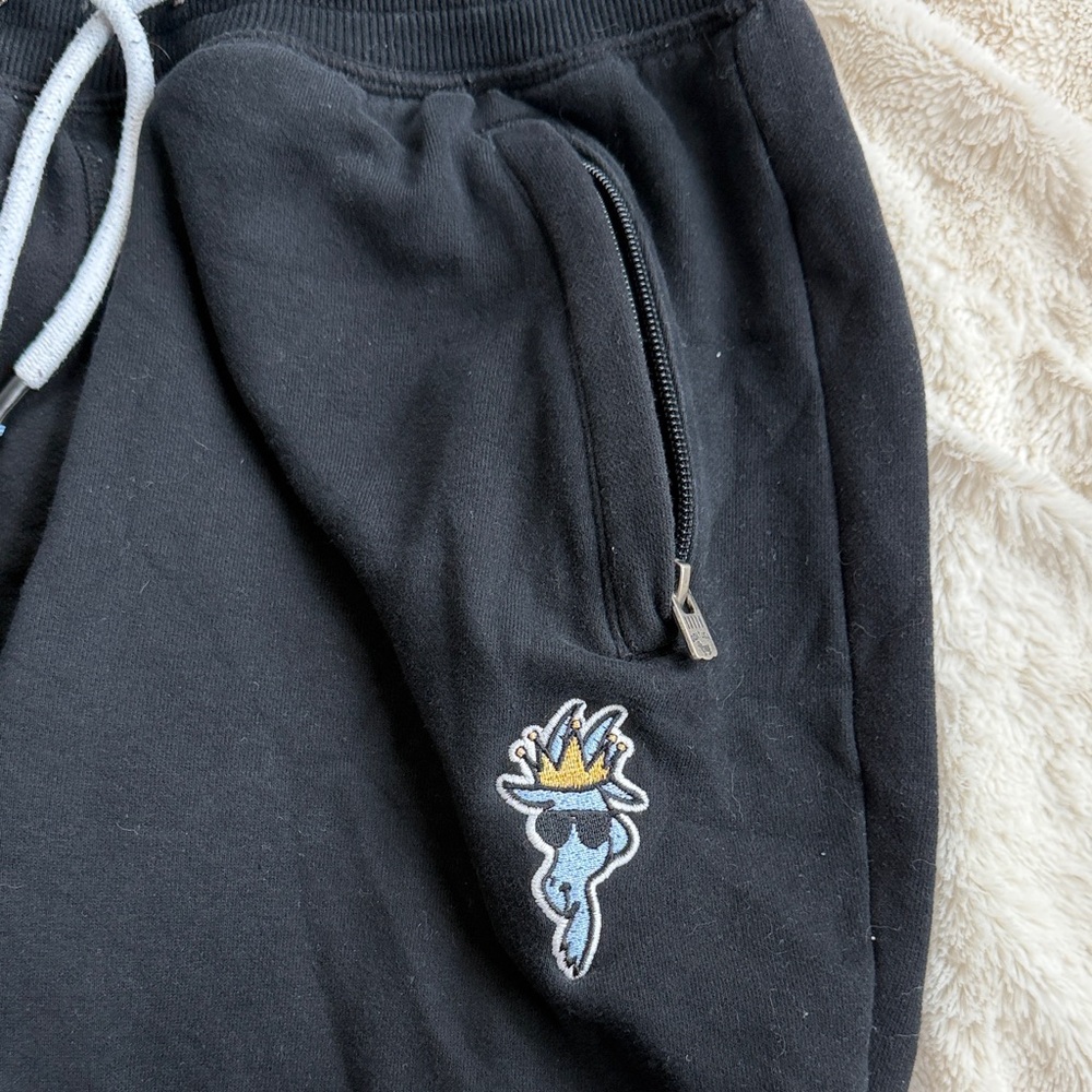 Goat Black Jogger Sweatpants with Embroidered Patch